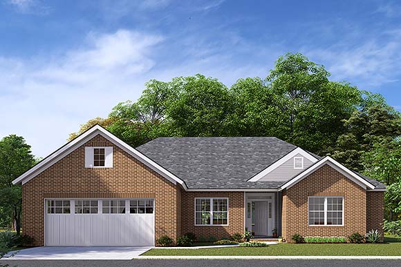 Traditional House Plan 61418 with 5 Beds, 3 Baths, 2 Car Garage Elevation