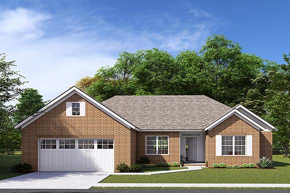 Traditional House Plan 61419 with 5 Beds, 3 Baths, 2 Car Garage Elevation