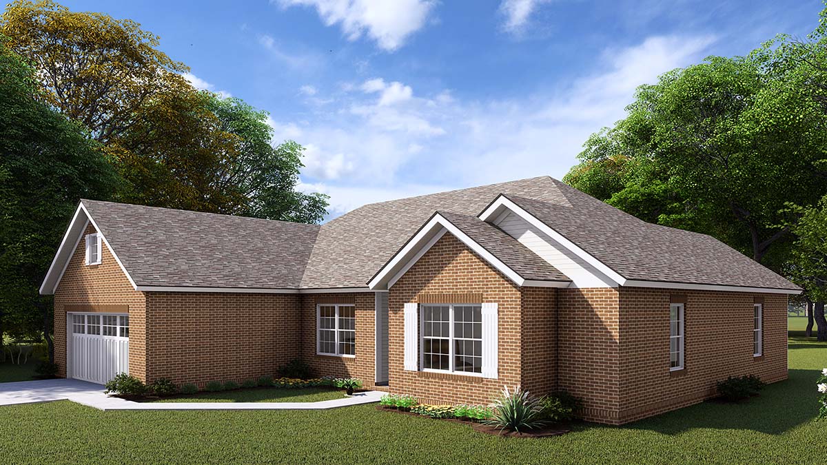 Traditional Plan with 1648 Sq. Ft., 5 Bedrooms, 3 Bathrooms, 2 Car Garage Picture 2