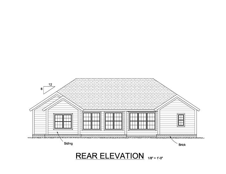 Traditional Plan with 1648 Sq. Ft., 5 Bedrooms, 3 Bathrooms, 2 Car Garage Picture 8