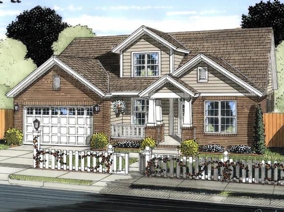 Craftsman, Traditional House Plan 61421 with 5 Beds, 4 Baths, 2 Car Garage Elevation