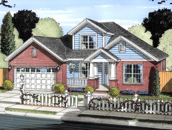 Cottage, Traditional House Plan 61422 with 4 Beds, 3 Baths, 2 Car Garage Elevation