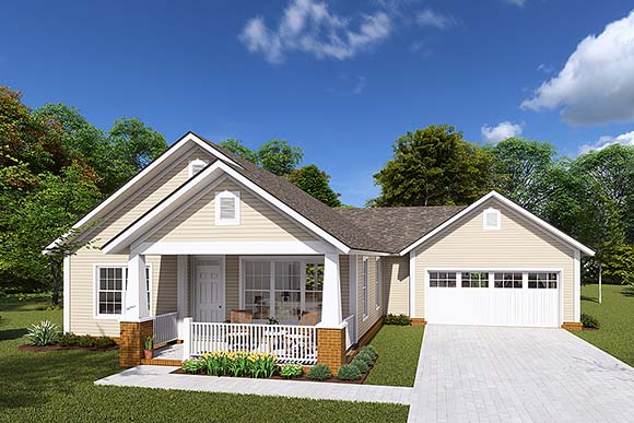 Traditional House Plan 61428 with 2 Beds, 2 Baths, 2 Car Garage Elevation