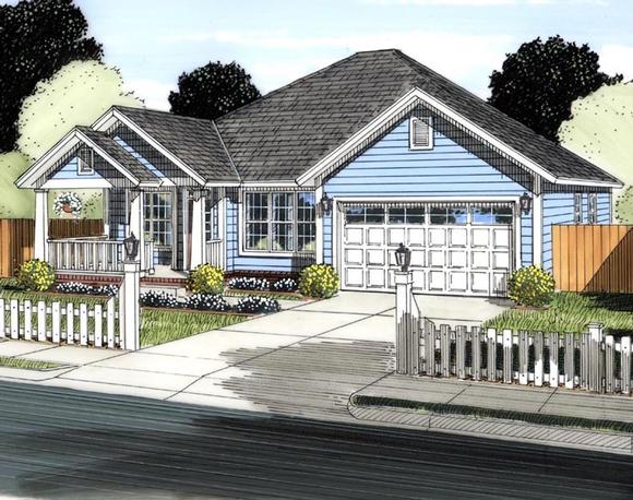 Traditional House Plan 61435 with 3 Beds, 2 Baths, 2 Car Garage Elevation