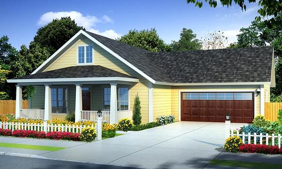 Country, Traditional House Plan 61438 with 3 Beds, 2 Baths, 2 Car Garage Elevation