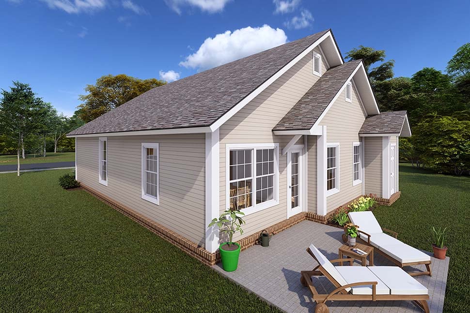 Cottage, Country, Southern, Traditional Plan with 1277 Sq. Ft., 3 Bedrooms, 2 Bathrooms Picture 5