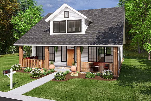 Cape Cod, Country, Southern, Traditional House Plan 61443 with 3 Beds, 3 Baths Elevation