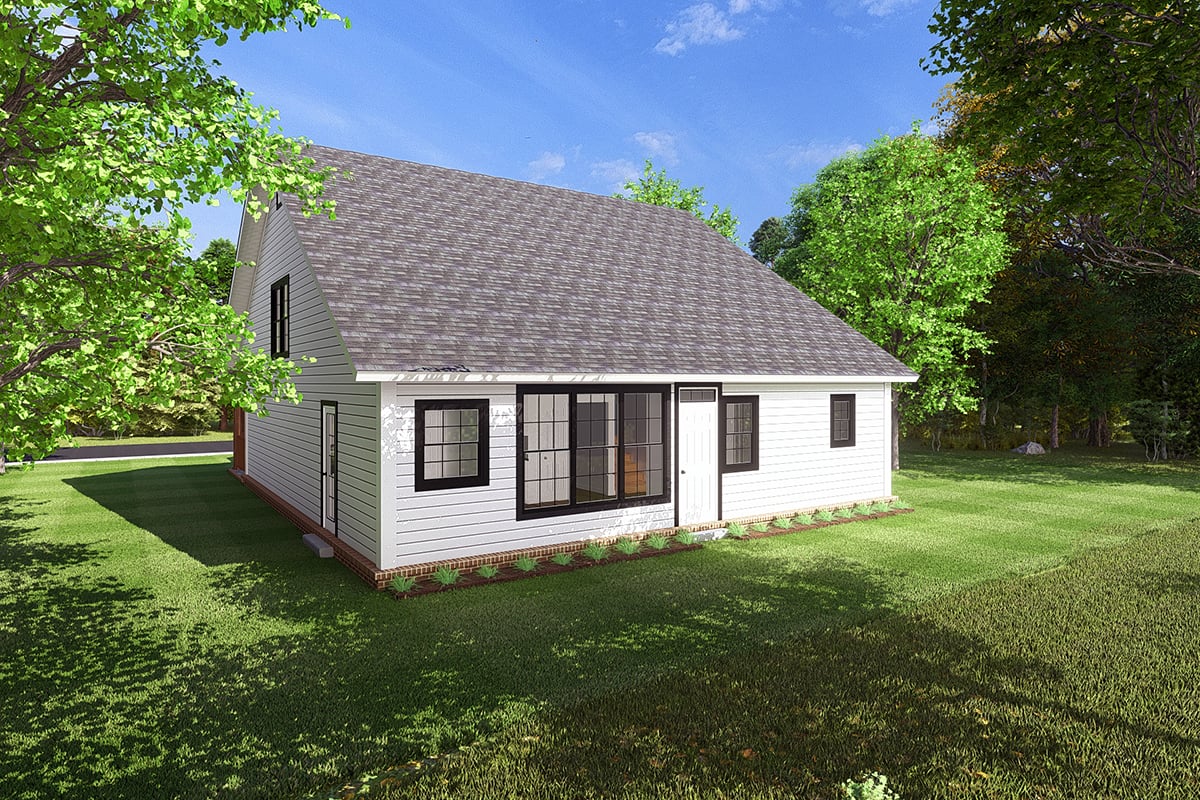 Cape Cod, Country, Southern, Traditional Plan with 2066 Sq. Ft., 3 Bedrooms, 3 Bathrooms Rear Elevation