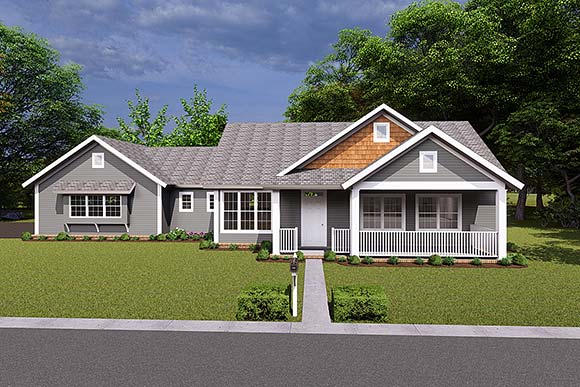 Ranch, Traditional House Plan 61444 with 4 Beds, 3 Baths, 3 Car Garage Elevation