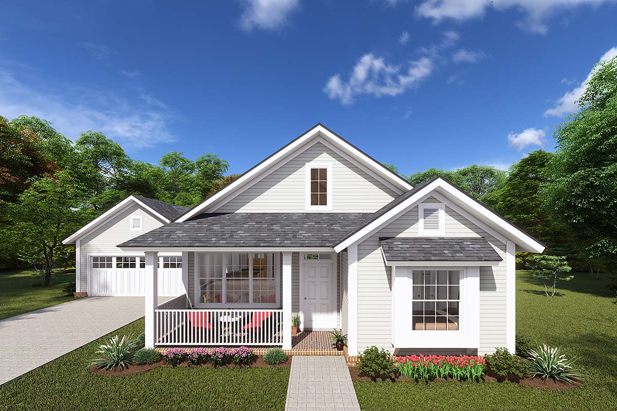Traditional Plan with 1426 Sq. Ft., 3 Bedrooms, 2 Bathrooms, 2 Car Garage Elevation