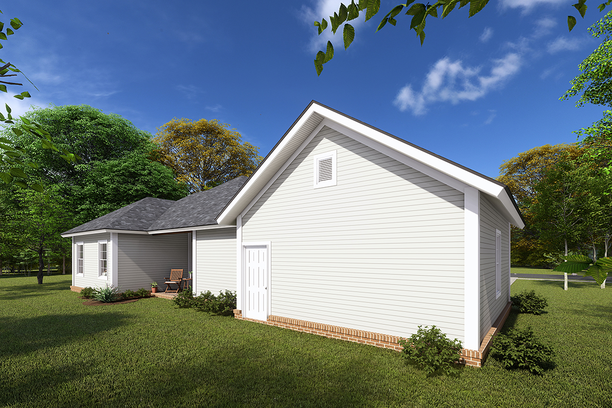 Traditional Plan with 1426 Sq. Ft., 3 Bedrooms, 2 Bathrooms, 2 Car Garage Rear Elevation