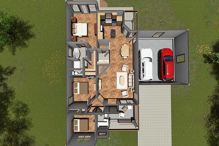 Traditional Plan with 1381 Sq. Ft., 3 Bedrooms, 2 Bathrooms, 2 Car Garage Picture 6