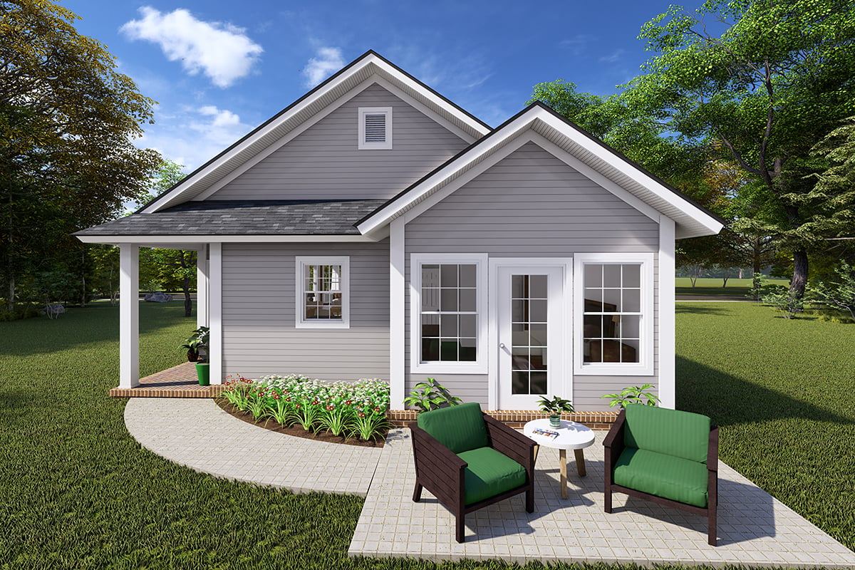 Bungalow, Traditional Plan with 1381 Sq. Ft., 3 Bedrooms, 2 Bathrooms Rear Elevation