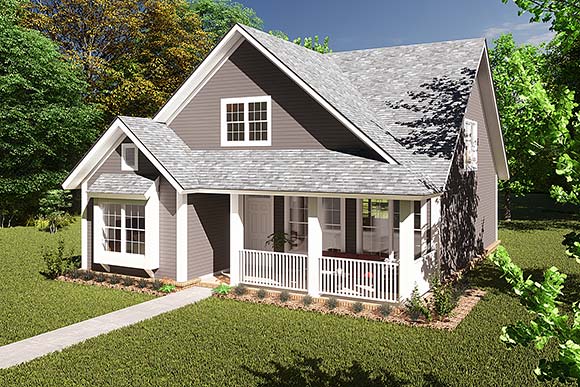 Cottage, Country, Traditional House Plan 61453 with 3 Beds, 3 Baths Elevation