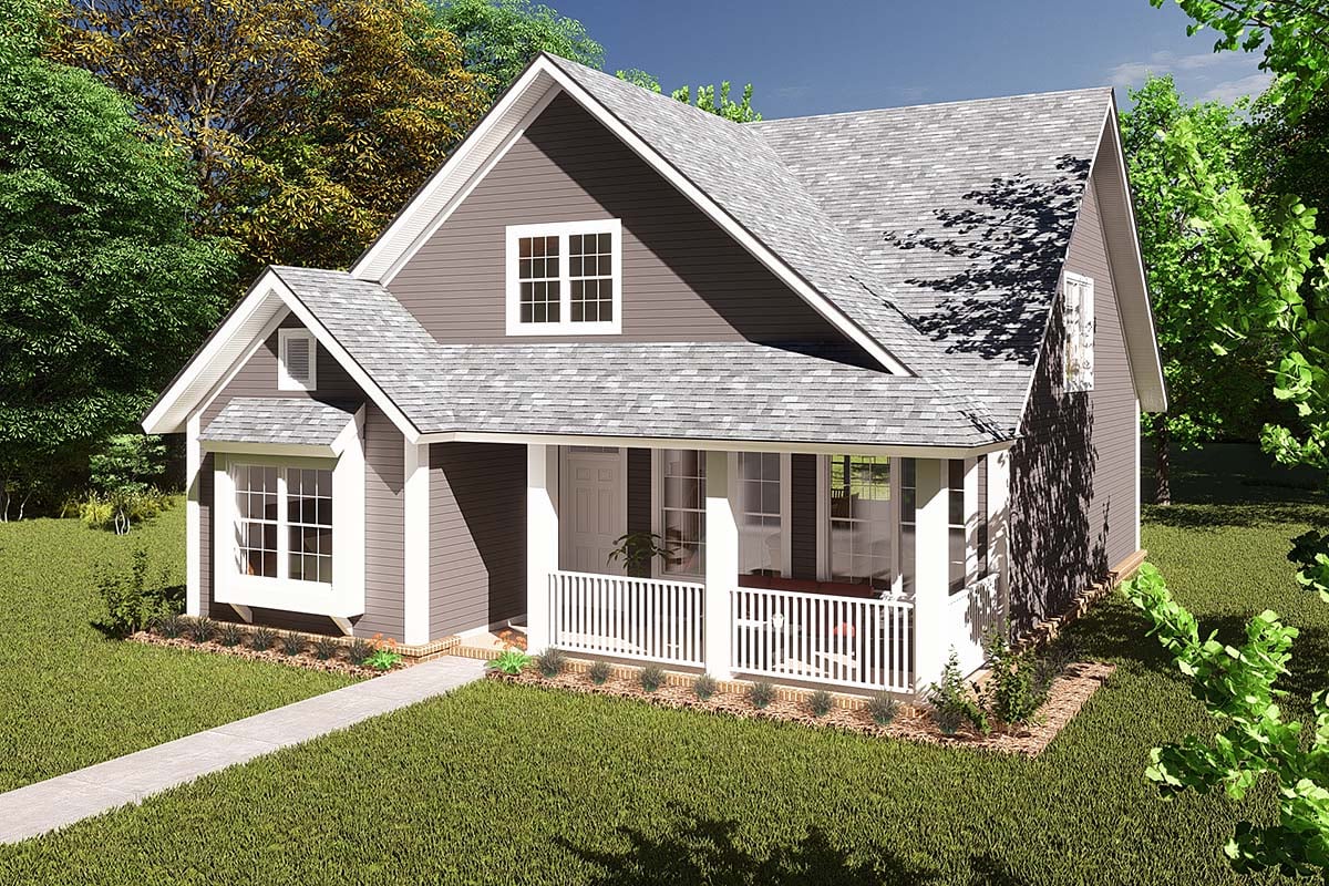 Cottage, Country, Traditional Plan with 1597 Sq. Ft., 3 Bedrooms, 3 Bathrooms Elevation