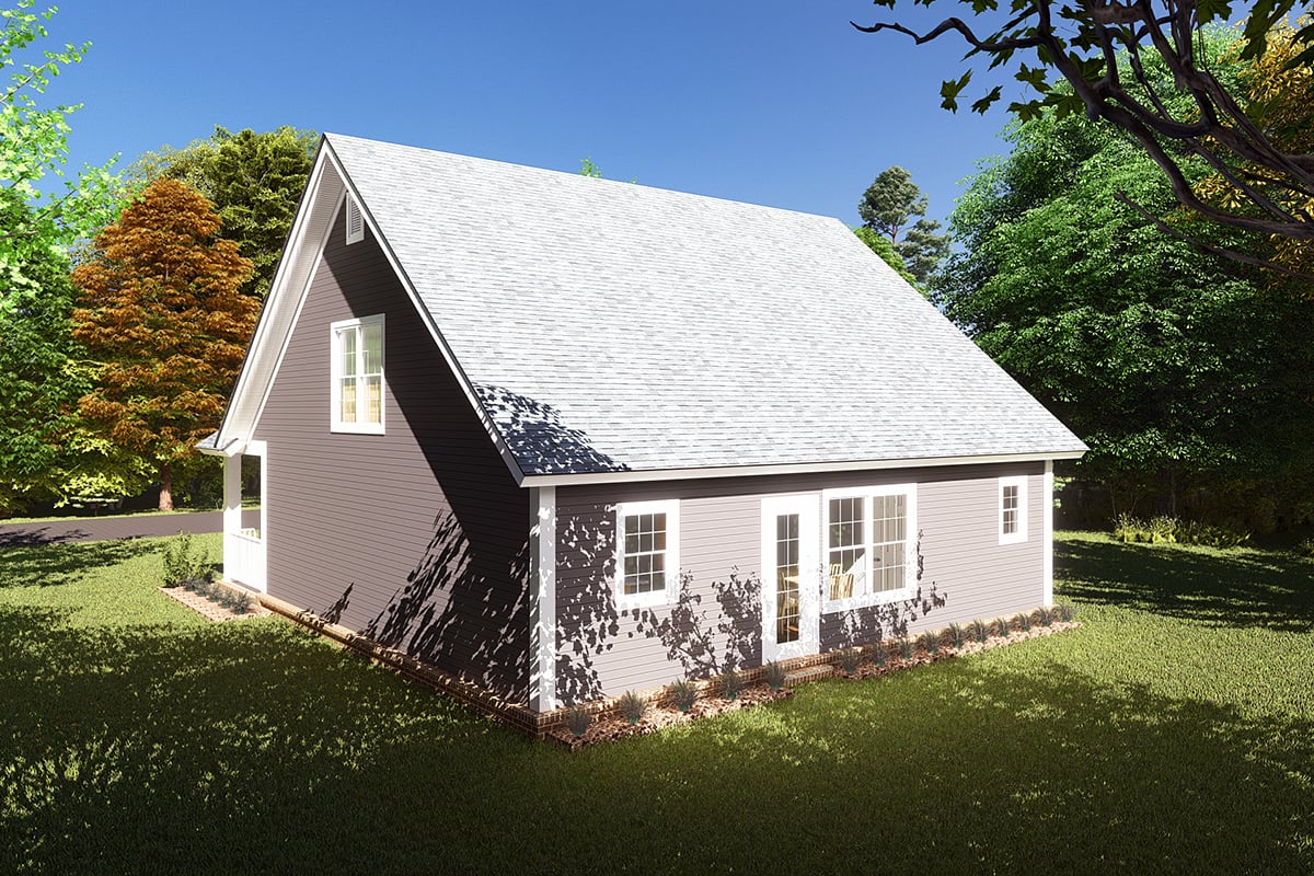 Cottage, Country, Traditional Plan with 1597 Sq. Ft., 3 Bedrooms, 3 Bathrooms Rear Elevation