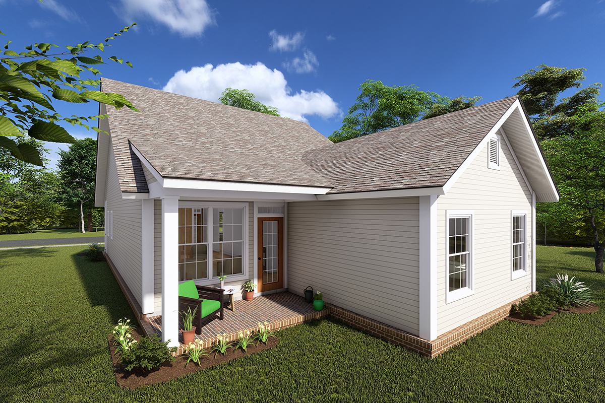 Country, Ranch, Traditional Plan with 1433 Sq. Ft., 3 Bedrooms, 2 Bathrooms Rear Elevation