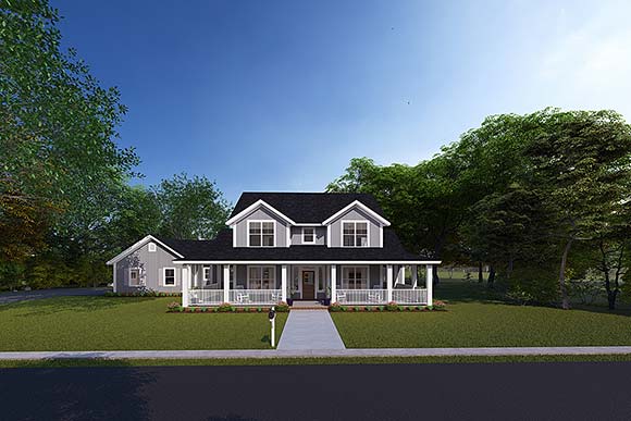 Cape Cod, Country, Farmhouse, Southern House Plan 61470 with 4 Beds, 4 Baths, 3 Car Garage Elevation