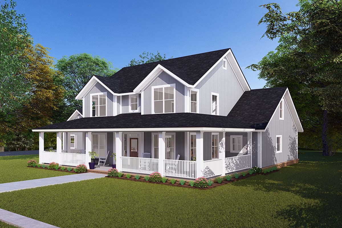 Cape Cod, Country, Farmhouse, Southern Plan with 2796 Sq. Ft., 4 Bedrooms, 4 Bathrooms, 3 Car Garage Picture 2