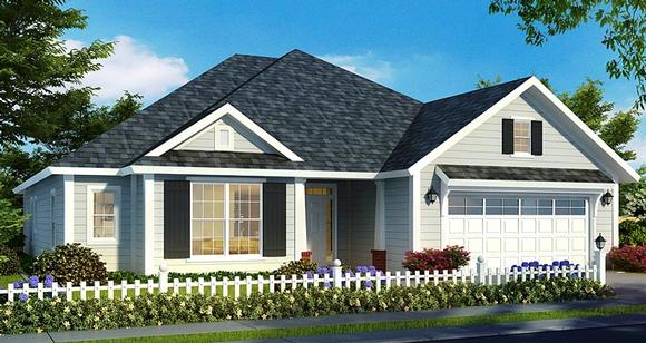 Ranch, Traditional House Plan 61471 with 3 Beds, 3 Baths, 2 Car Garage Elevation