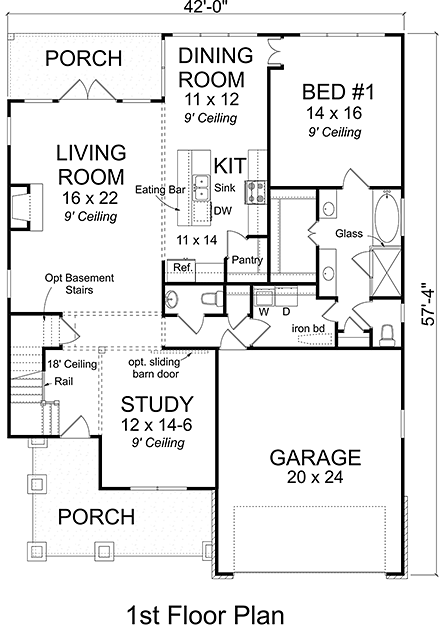 House Plan 61481 - Traditional Style with 2814 Sq Ft, 4 Bed, 3 Ba ...