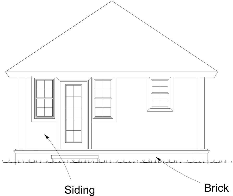 Cottage, Traditional House Plan 61482 with 1 Beds, 1 Baths Rear Elevation