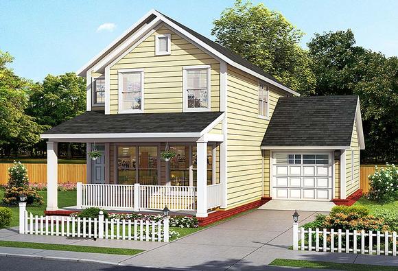 Cottage, Traditional House Plan 61484 with 2 Beds, 3 Baths, 1 Car Garage Elevation