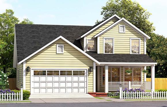 Cottage, Traditional House Plan 61488 with 4 Beds, 4 Baths, 2 Car Garage Elevation