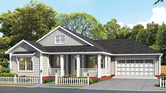 Cottage, Traditional House Plan 61493 with 3 Beds, 2 Baths, 2 Car Garage Elevation