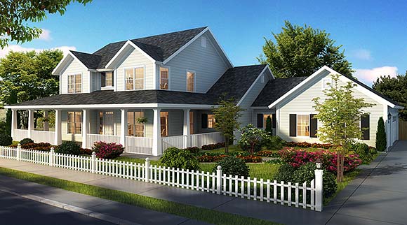Craftsman, Traditional House Plan 61498 with 4 Beds, 6 Baths, 3 Car Garage Elevation