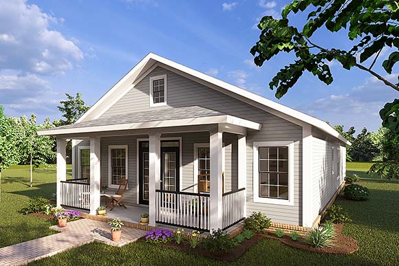Cottage, Craftsman, Traditional House Plan 61499 with 3 Beds, 2 Baths Elevation