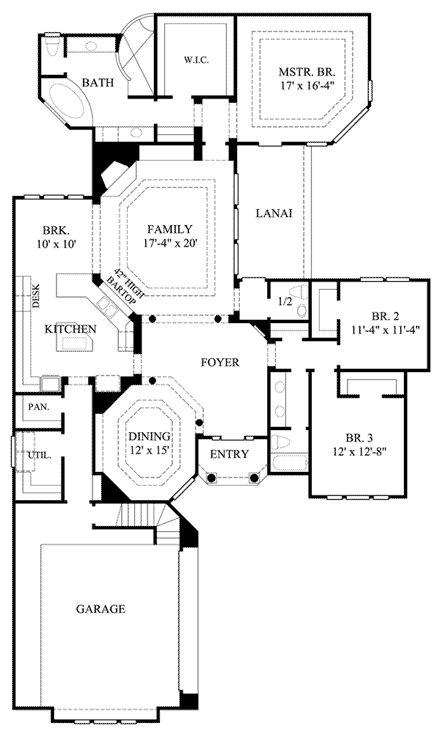 Victorian House Plan 61514 with 3 Beds, 3 Baths, 2 Car Garage First Level Plan