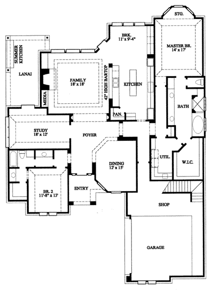 Victorian House Plan 61517 with 2 Beds, 2 Baths, 2 Car Garage First Level Plan