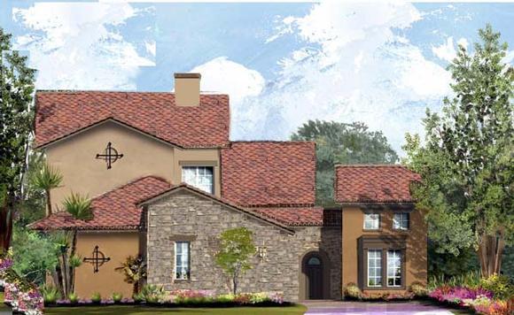 Southwest, Tuscan House Plan 61570 with 3 Beds, 4 Baths, 2 Car Garage Elevation