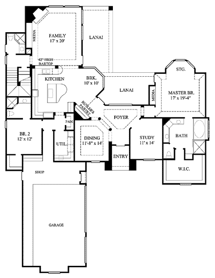 House Plan 61572 - Mediterranean Style with 3304 Sq Ft, 3 Bed, 2