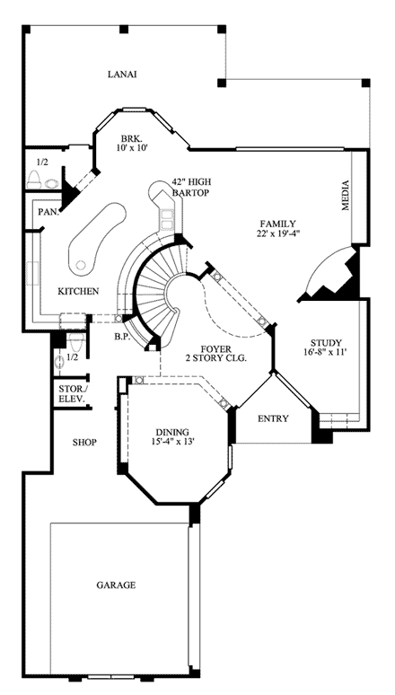 Traditional House Plan 61589 with 3 Beds, 3 Baths, 2 Car Garage First Level Plan
