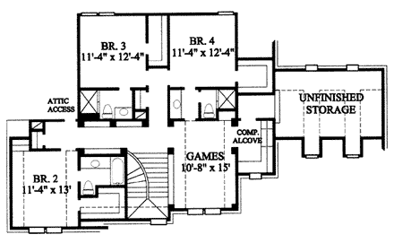 Victorian House Plan 61607 with 4 Beds, 5 Baths, 2 Car Garage Second Level Plan