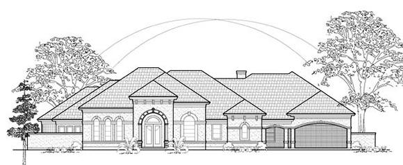 European House Plan 61630 with 3 Beds, 4 Baths, 4 Car Garage Elevation
