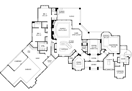 Farmhouse House Plan 61635 with 3 Beds, 4 Baths, 4 Car Garage First Level Plan