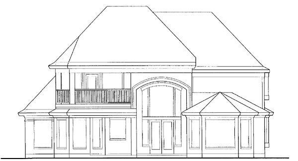 Tudor House Plan 61652 with 4 Beds, 5 Baths, 3 Car Garage Rear Elevation