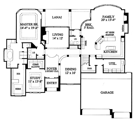 Victorian House Plan 61656 with 5 Beds, 5 Baths, 3 Car Garage First Level Plan