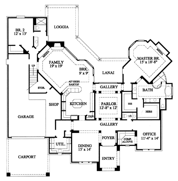 House Plan 61679 - European Style with 4015 Sq Ft, 4 Bed, 3 Bath,