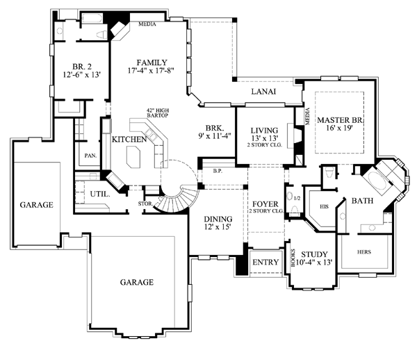 House Plan 61731 - European Style with 4354 Sq Ft, 4 Bed, 4 Bath,