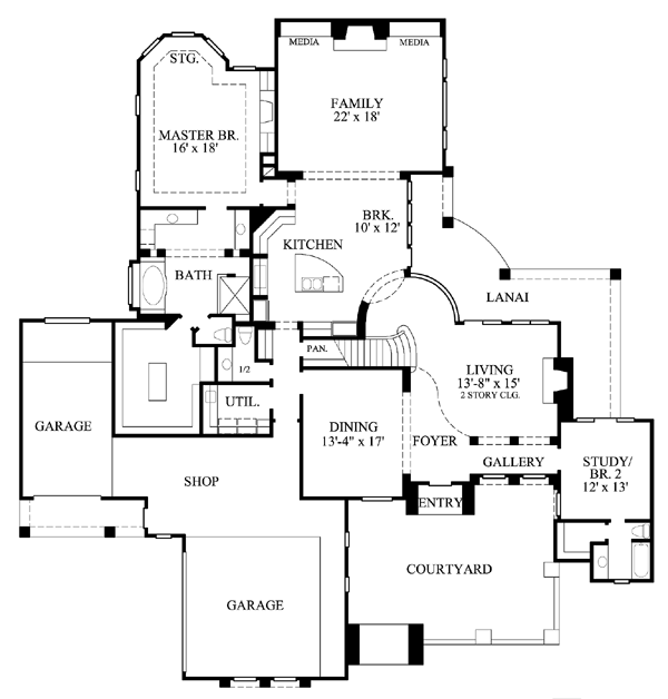 House Plan 61740 - Traditional Style With 4434 Sq Ft, 5 Bed, 4 Ba