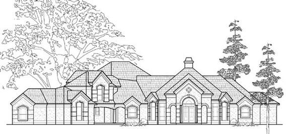 European House Plan 61786 with 5 Beds, 5 Baths, 3 Car Garage Elevation