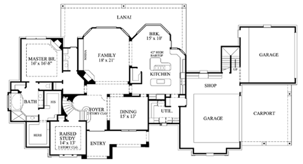 Victorian House Plan 61816 with 5 Beds, 6 Baths, 4 Car Garage First Level Plan