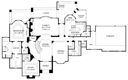 Victorian House Plan 61821 with 3 Beds, 4 Baths, 3 Car Garage First Level Plan