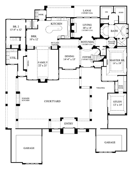 Victorian House Plan 61823 with 4 Beds, 5 Baths, 3 Car Garage First Level Plan
