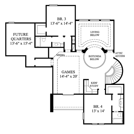 Victorian House Plan 61823 with 4 Beds, 5 Baths, 3 Car Garage Second Level Plan