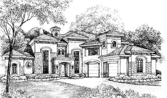 European House Plan 61849 with 5 Beds, 6 Baths, 3 Car Garage Elevation